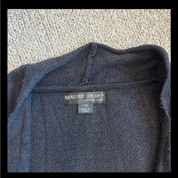 Barefoot Dreams Cardigan L/XL Womens Sweater Size Black CozyChic Lite Waterfall - Picture 2 of 3